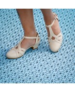 Ivory Genuine Leather Low Heel Vintage Sandals