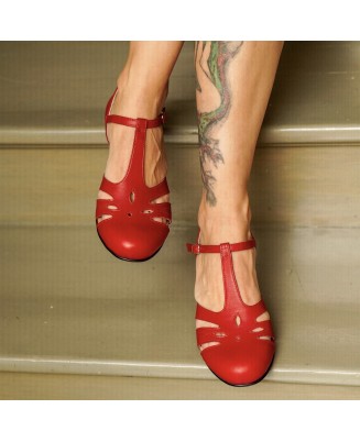 Red Genuine Leather Vintage...