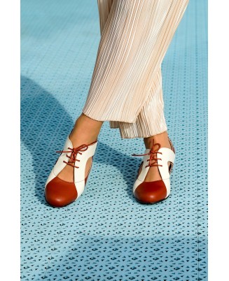 Brown and white leather...