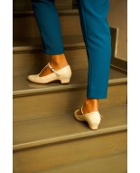 Cream Genuine Leather Mary Jane Shoes