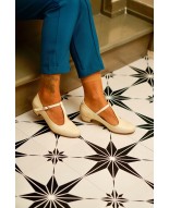 Cream Genuine Leather Mary Jane Shoes
